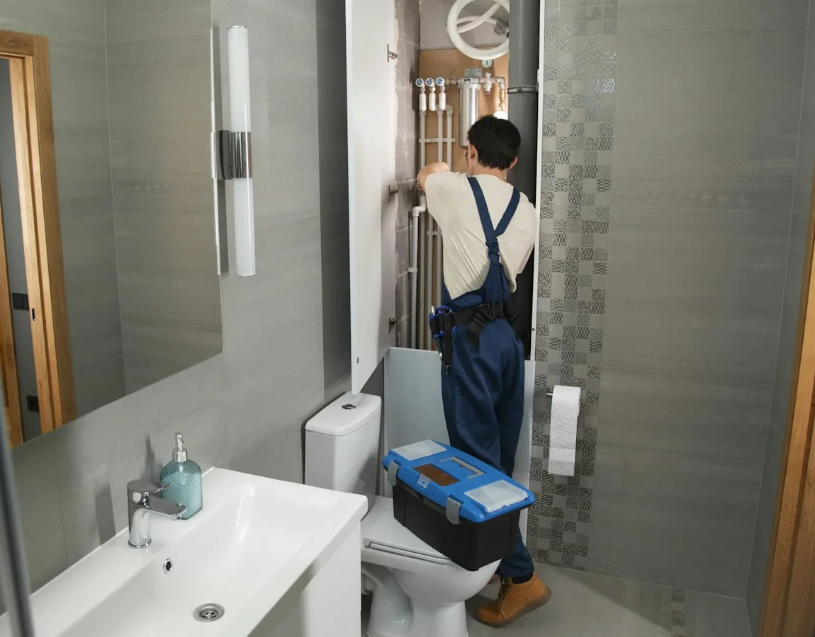 Fontanero reparando la instalación de un baño en Las Palmas